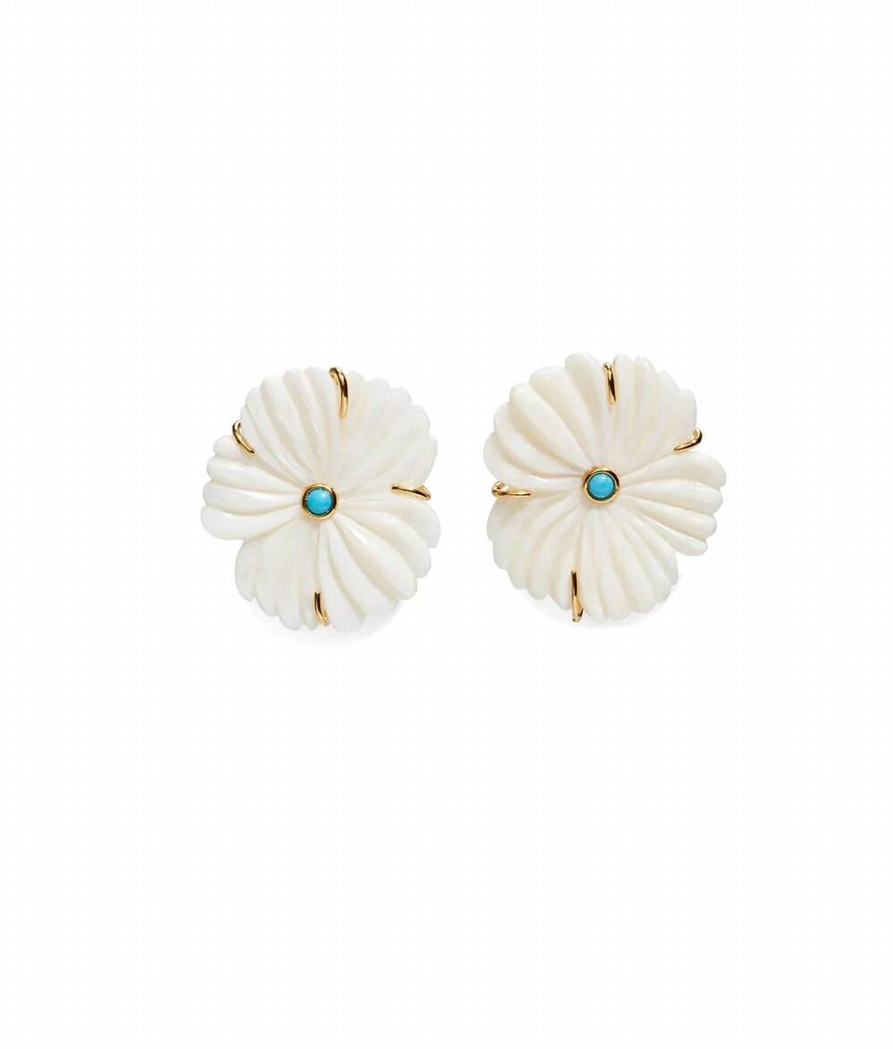 NEW LIZZIE FORTUNATO women's new bloom studs in pearl